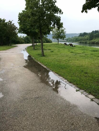 Und das war nach einem heftigen Gewitterschauer. Ich habe es nicht geschafft, meinen Poncho anzuziehen, also mal wieder nass weiter.