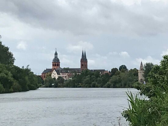 Der Blick auf die Einhardbasilika in Seligenstadt, die leider zu war. Ein Prachtbau , der im 9. Jahrhundert begonnen. wurde..