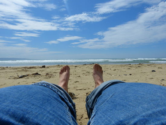 Aussicht auf Sandstrand und den Süd-Pazifik 