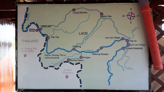 das ist die Route. Wir schippern gemütlich Richtung Luang Prabang.
