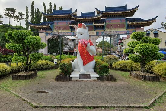 überall in der Stadt sind Katzendenkmale