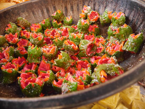 Süßigkeiten in der Form von kleinen Wassermelonen.