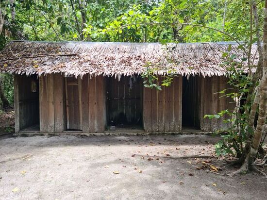 Links Klos, rechts Duschen.
Ist ein bischen doof, wenn man nachts auf die Toilette muss, aber das kenn ich ja vom Sepik River.
