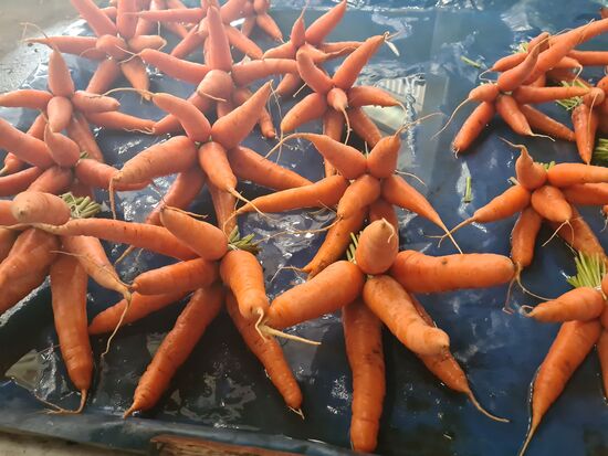 Die Frauen übergießen das Gemüse alle paar Minuten. Dementsprechend knackig und appetitlich sieht es auch aus