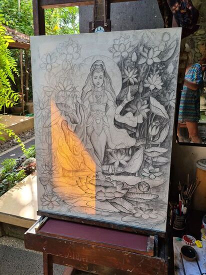 Viel weiter ist er an seinem Bild nicht gekommen, die ganzen Nachmittage über kommen Menschen zur Behandlung. Einheimische, aber auch Touristen, die von seinem guten Ruf gehört haben.