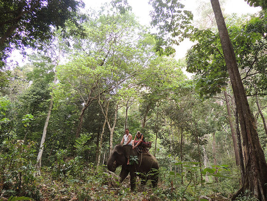 Wir mit Elefantin "Gaga".