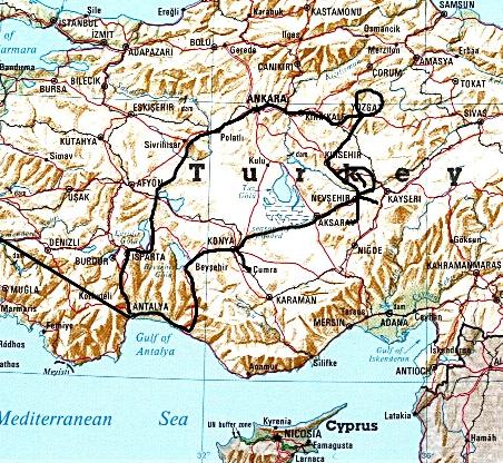 unsere Route durch Zentralanatolien