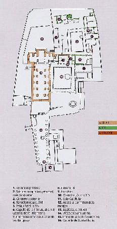 Plan aus dem Kombiticketheft mit Zuordnung der Bauteile zu den Epochen
(Osten ist im Plan oben)