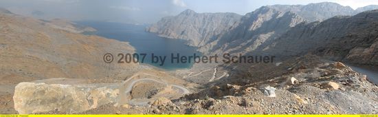 Blick in den Khor Najd - auf der Karte mit grünem Winkel eingezeichnet