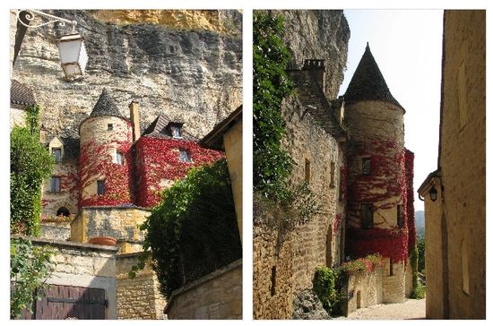 Weinbehangen in toller Herbstfärbung der am Hang stehende Turm