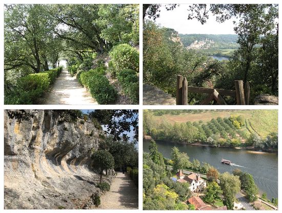 Ausblicke auf die Dordogne und La Roque-Gageac - der Felsen muß einmal viel tiefer gelegen haben!