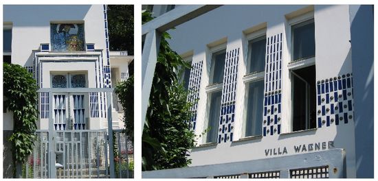 schmale Fenster bedingt durch die Eisenbetonkonstruktion - Dekor dazwischen von Kolo Moser