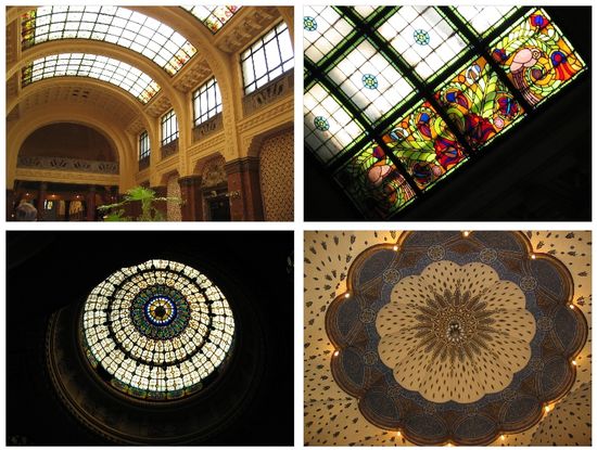 Schon die Inneneinrichtung der Halle läßt die pompöse Ausgestaltung mit Jugendstilmotiven erkennen