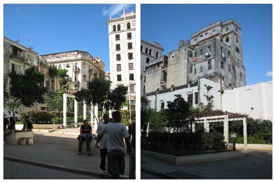 zwei Blickwinkel am gleichen Platz - zwischen Calle Opispo und Calle O'Reilly