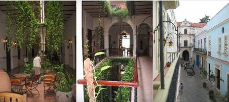 Innenhof über mehrere Etagen und Ausblick auf die enge Gasse zwischen Convento und Plaza Vieja