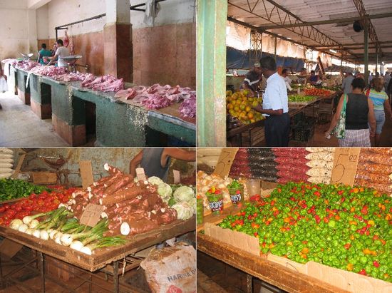 obwohl ein äußerst schmuddeliges Gebiet - die Auslagen beim Fleisch und Gemüse werden appetitlich präsentiert