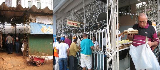 Schlangestehen am Eisschalter und am Tortenverkaufsstand - transportiert werden die Torten übrigens auf Wellpappe