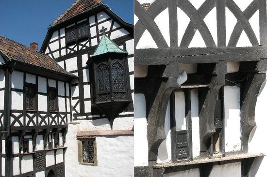 Fachwerkbau unterhalb des Margaretenganges mit Taubenschlag