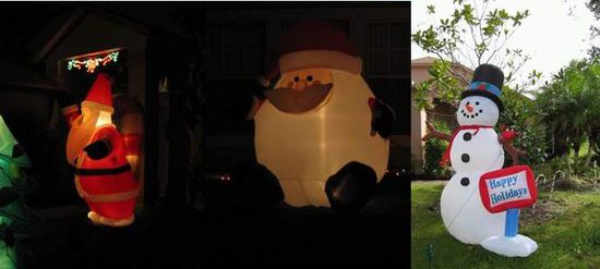 Den Schneemann haben wir gerade noch erwischt, bevor er wieder tagsüber als schlaffes Plastikbündel auf dem Rasen lag.