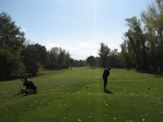 enge lange Fairways mit Bäumen in der Mitte