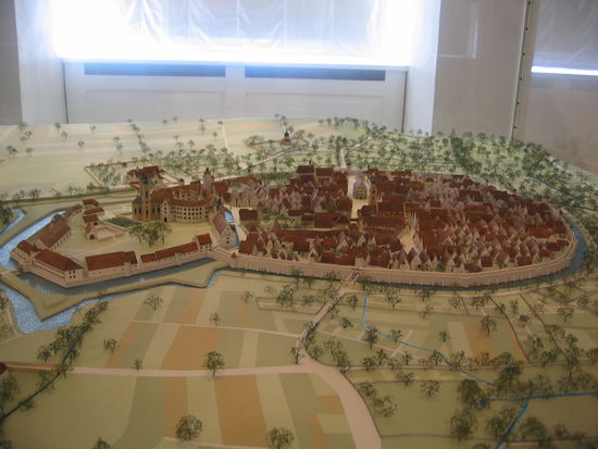 Stadtmodell im Bereich der Ausstellung 'Stadtgeschichte'