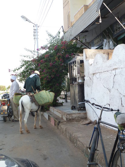 der Kunde steigt nicht einmal vom Esel ab