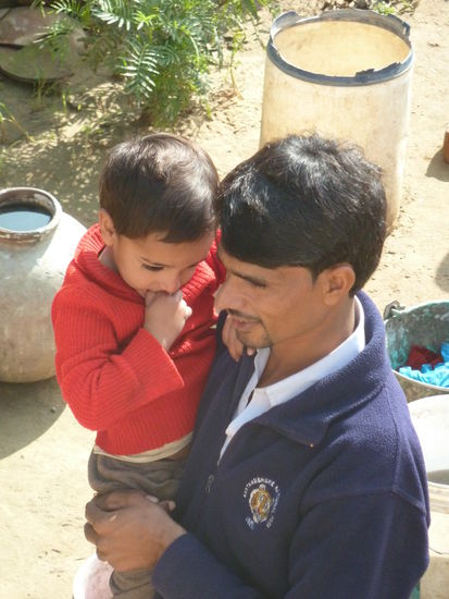 Randher mit dem kleinen Sohn