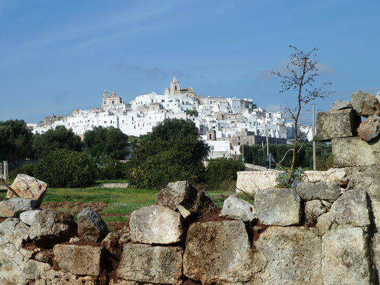 Ostuni - die weiße Stadt - wird so genannt, da seit etwa dem 14. Jh. ein Gesetz vorsah, dass Portale und Familienwappen weiß zu übertünchen seien, sofern die ansässigen Adelsfamilien keine besonderen Leistungen erbracht hatten.