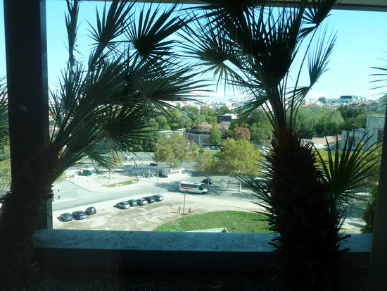 Blick aus dem 7. Stock des Hotels auf die Praça de Espanha