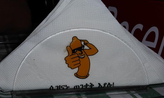 Diese für Afrika verwunderlichen Servietten mußte ich natürlich 'festhalten'!