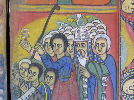 Stifterbilder, die vornehme Äthiopier mit ihrem bewaffneten Gefolge zeigen