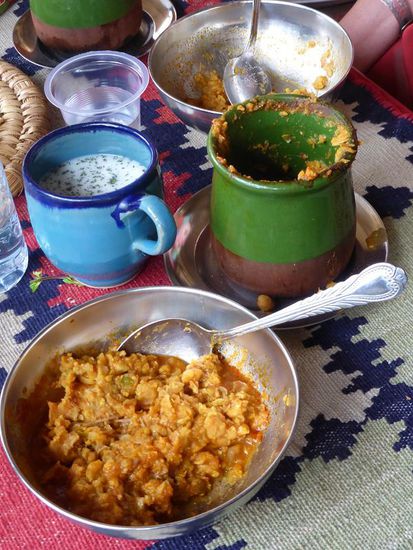 gestampfte feste Bestandteile der Suppe