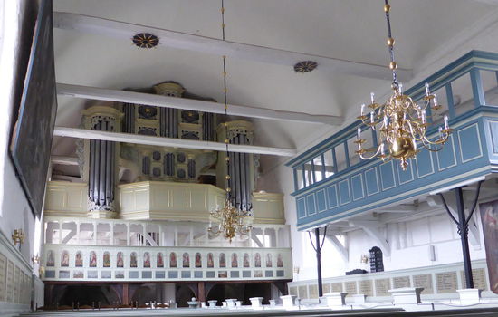 Größte historische Orgel des alten Landes mit 32 Registern des Glückstädter Orgelbauers Johann Matthias Schreiber. Älteste Teile von 1600. Später wurde sie erweitert von Arp Schnitger; 1750 jedoch fanden größere Veränderungen an der Orgel statt.