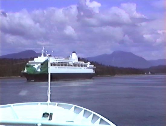 Mehrere große Kreuzfahrtschiffe begegnen uns.