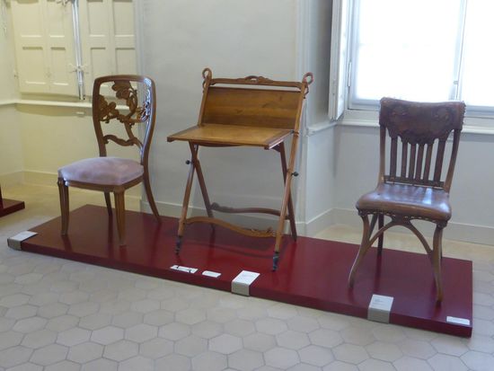 Stuhl Gallé / Faltbarer Schreibtisch Gallé Ca 1900 / Stuhl von Gaillard