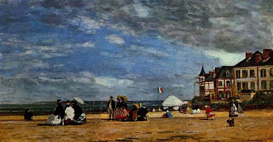 Strand von Trouville - Gemälde von Eugène Boudin  - 1864