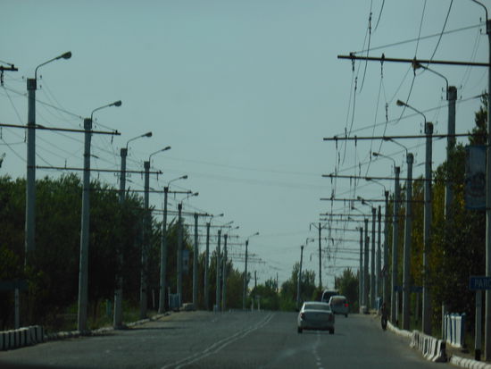Elektro-Oberleitungen für Obusse in Urgansch