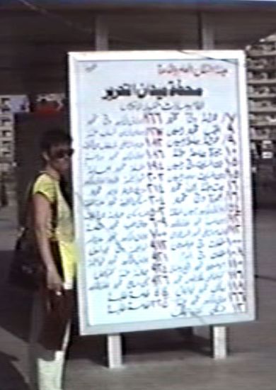 meine Frau Ulrike studiert den Busfahrplan! -