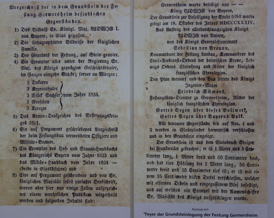 Inventarliste des Grundsteine