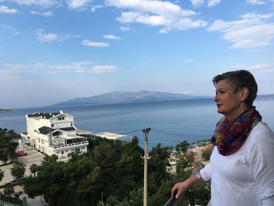 Blick vom Balkon auf Korfu