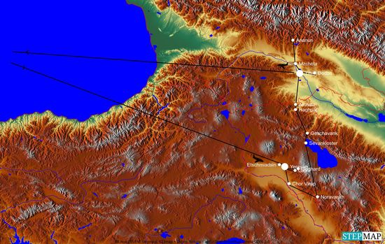 unsere Reiseroute durch Armenien und Georgien