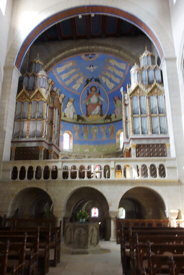 Westapsis - 
um 1180 erweitert für Friedrich I. Barbarossa - Gestaltung und Ausmalung um 1870 von Ferdinand von Quast mit Weltgericht Mt 25 und Darstellung der Askanier