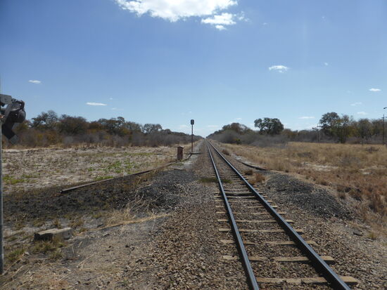 auf der Fahrt zur Lodghe überqueren wir 'unsere' Eisenbahnstrecke