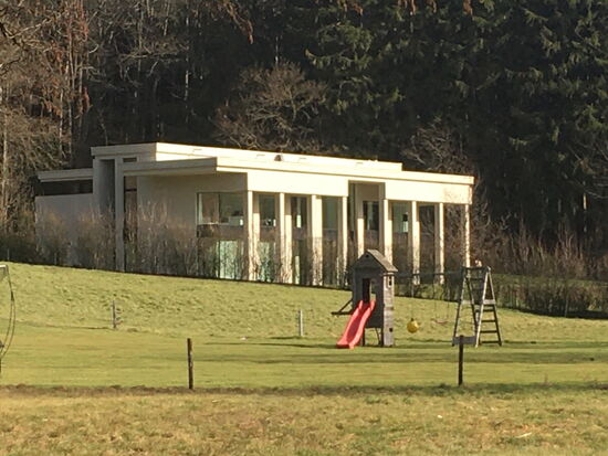 wenn sich der Wal lichtet, liegen z.T. monumentale 'Einfamilien-Anwesen' am Straßenrand.