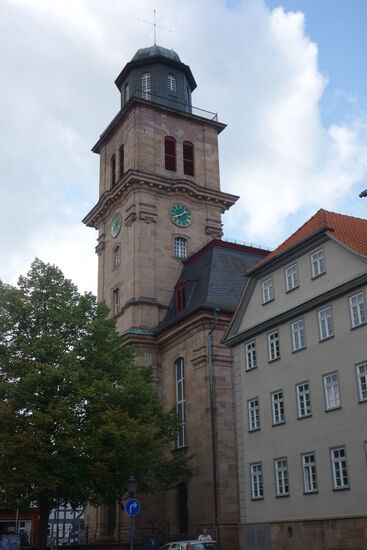 ev. Stadtkirche - erbaut 1763-1767 - Baumeister Georg und Georg Veith Koch aus Rodach bei Coburg - anstelle der gotischen Marienkirche - Kirchturmhaube 1821 errichtet