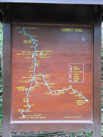 Der Low's Peak Summit Trail (die Spitze) war geschlossen wegen Erdbewegungen und zu den ersten 6 km bis zur Laban Rata Hütte hatten wir keine Lust.