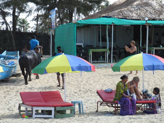 Shopping am Strand. Kettchen und Tücher und alles, was Frau braucht. PS. Die Verkäuferinnen haben immer 3 Kinder. 3 Mädchen oder 3 Jungs. Die sind immer 9, 7 und 5 oder 7, 5 und 3 Jahre alt - je nach Alter der Verkäuferin. Gerade Zahlen kommen nicht vor??? Der Mann hat keine Arbeit und trinkt. Auf meinen Rat, "sich einen anderen Mann zu suchen", "another man" (was natürlich schlechtes englisch ist) kommt dann die logisch und englisch völlig korrekte Antwort "One is enough..."