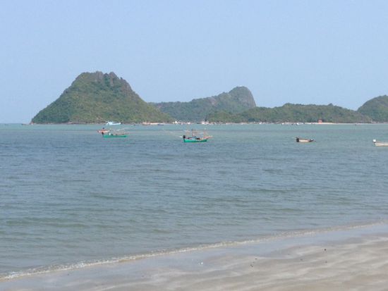 Der Blick auf die Bucht von unserem Hotel.