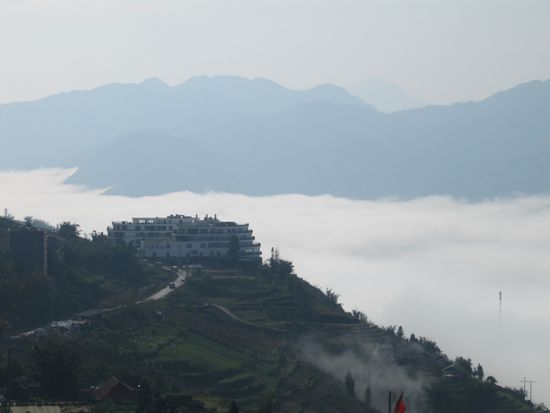 Herrlicher Ausblick. Wir sind über den Wolken.