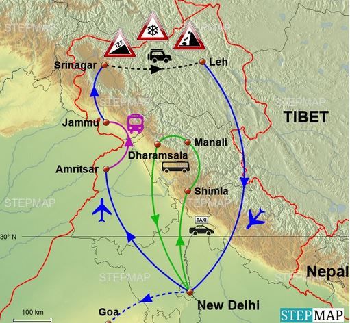Unsere Tour im Western Himalaya im Okt/Nov 2017 by air, bus, shared taxi, ...